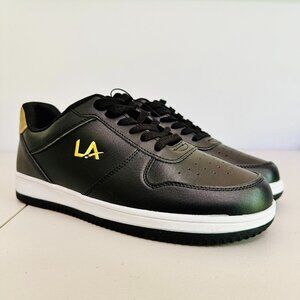 L.A. GEAR  LOW TOP BLACK LEATHER SNEAKERS